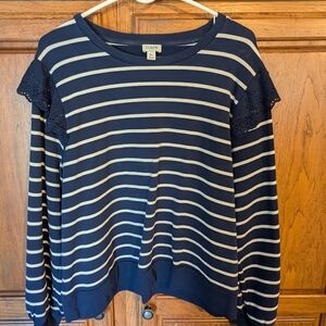 J.Crew Navy and White Striped Sweater